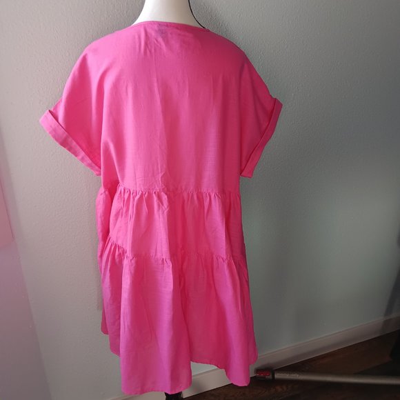 NWOT SHEIN Unity Plus Batwing Sleeve Ruffle Hem Smock Dress 1XL (14) - Picture 3 of 3